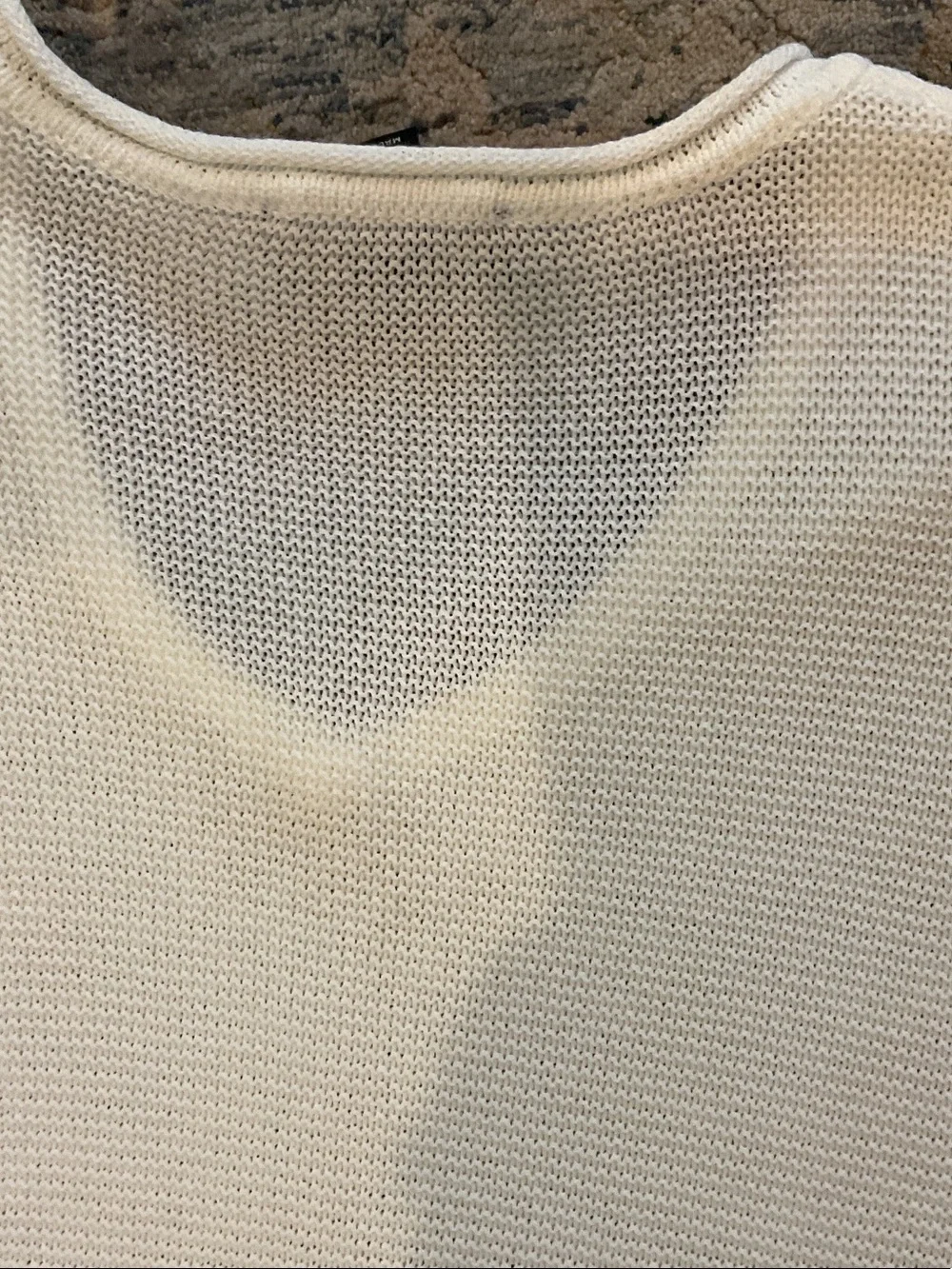 Investments Women's V-Neck Ribbed textured Cream Sweater NWOT small cottagecore